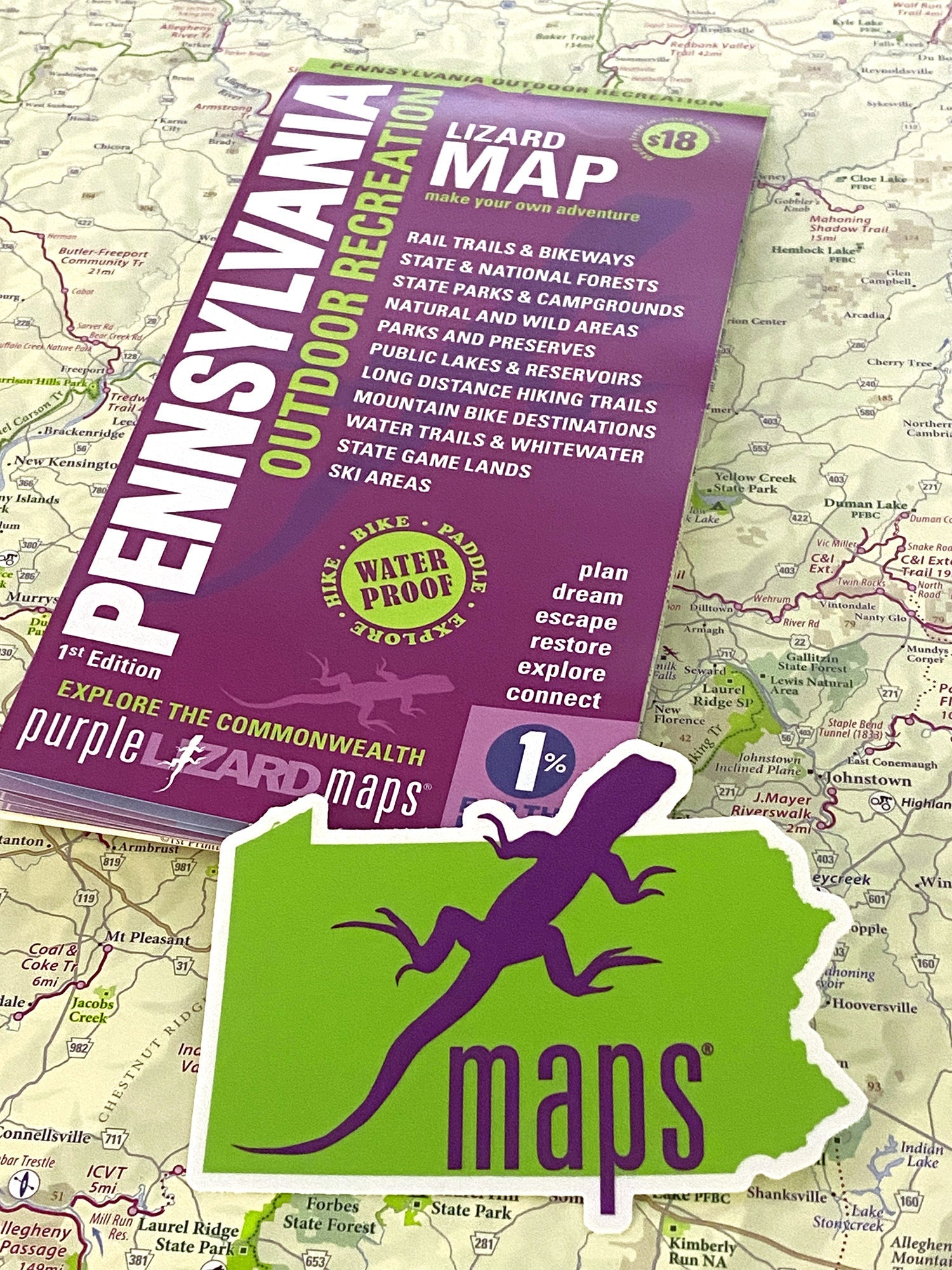 Pennsylvania Statewide Outdoor Recreation Purple Lizard Map