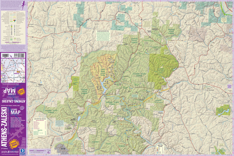 Map of Athens Ohio and Zaleski Strouds Run and Lake Hope State Forest