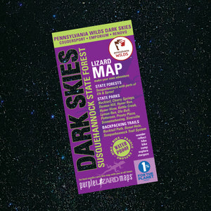 Purple Lizard Map Dark Skies- Susquehannock on a dark sky background