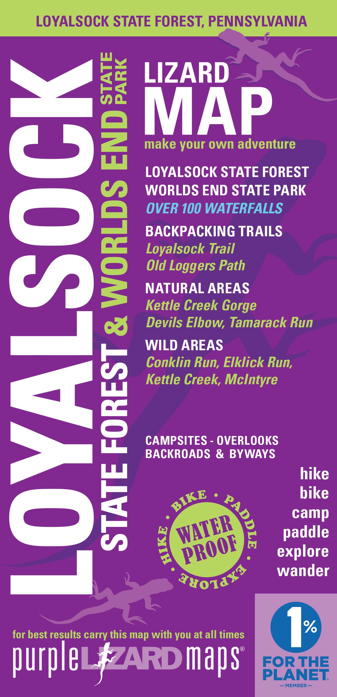 Loyalsock-Worlds End Lizard Map, Pennsylvania