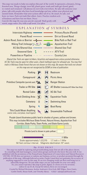 Michaux Lizard Map, Pennsylvania