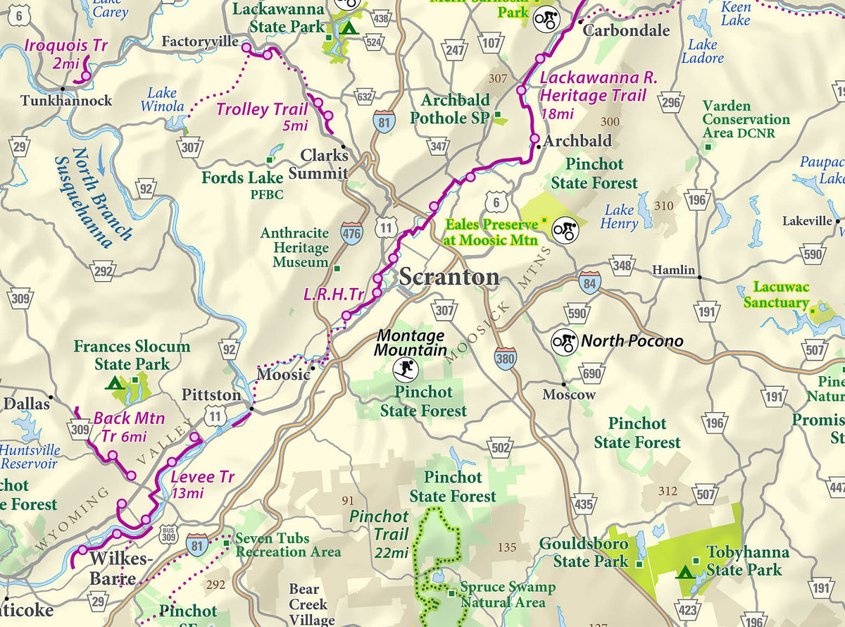 Pennsylvania Recreation Map Art Print