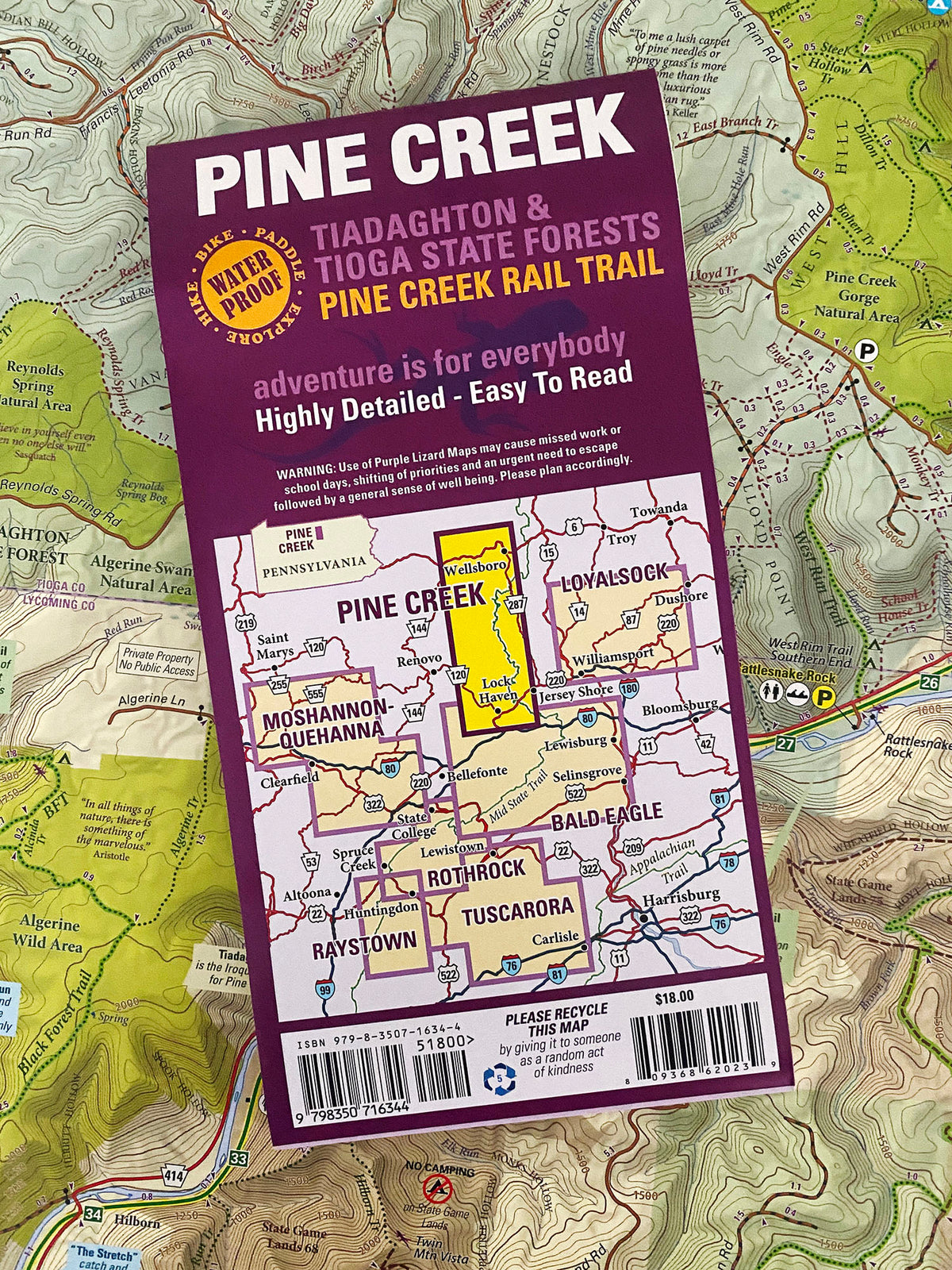 Pine Creek Lizard Map - Grand Canyon of Pennsylvania
