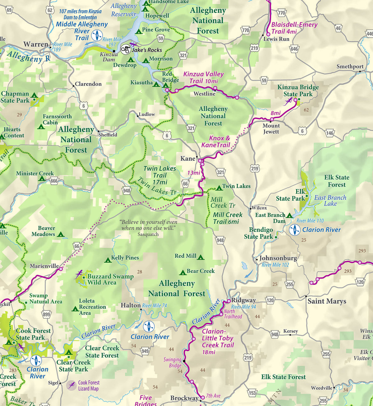 Pennsylvania Recreation Map Art Print