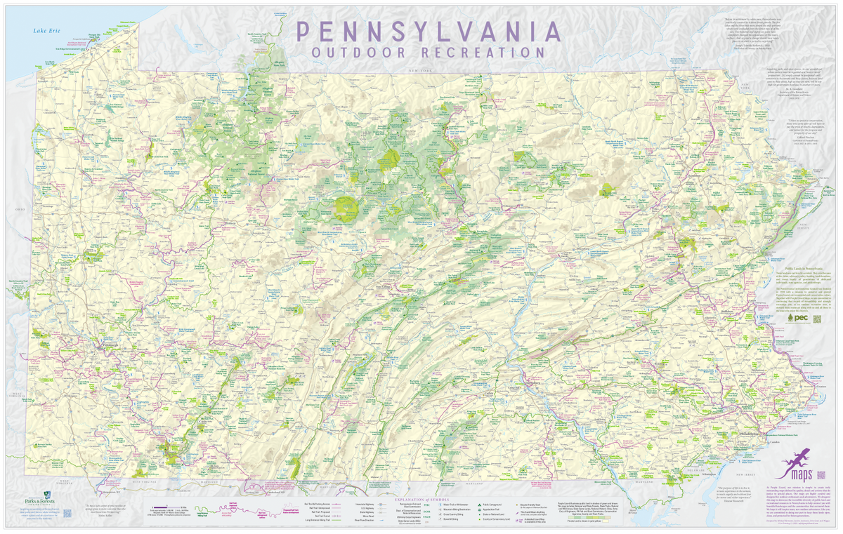 Pennsylvania Recreation Map Art Print