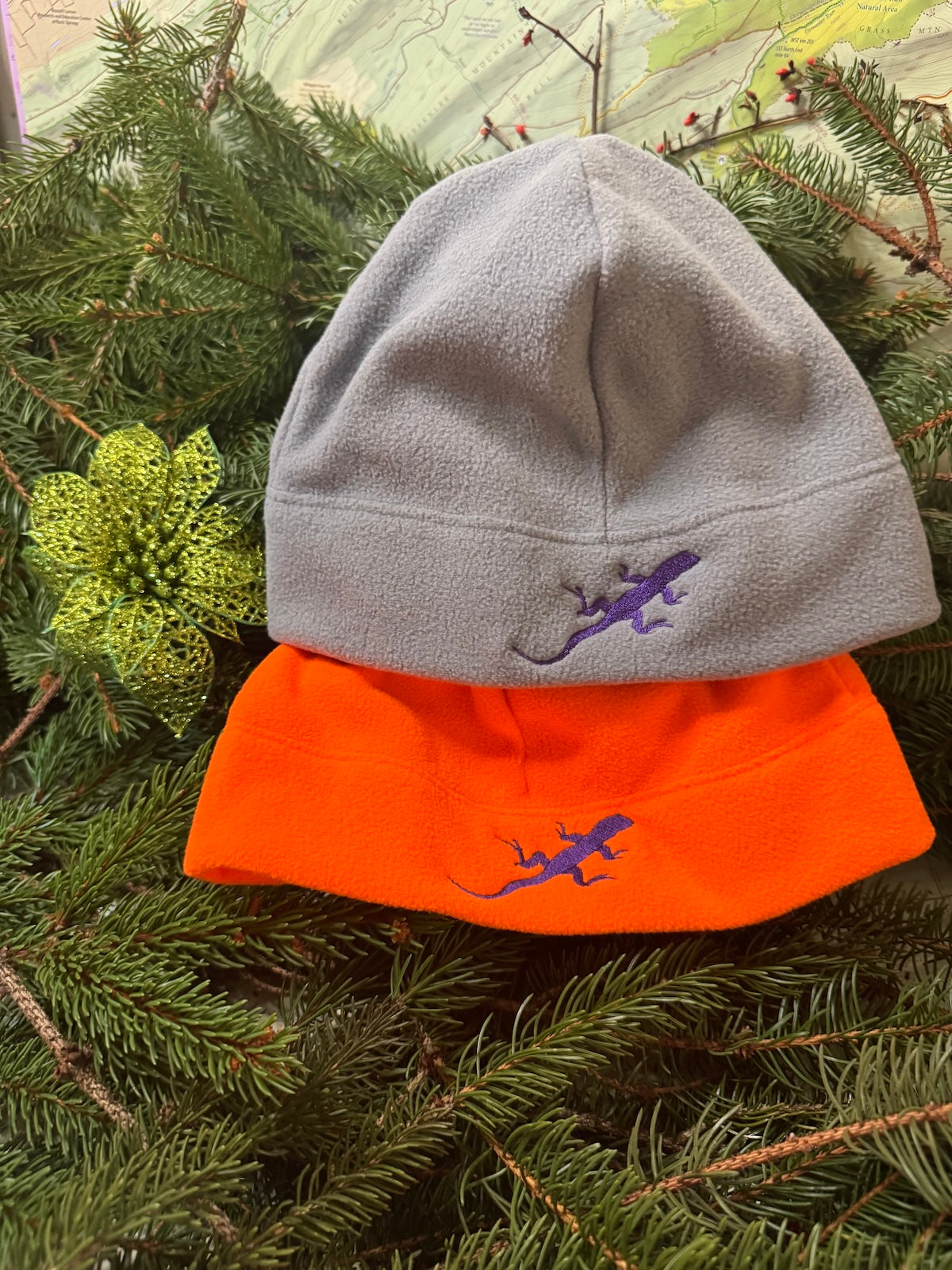 Purple Lizard Maps Gear Fleece Hats Holiday Gifts for Outdoor Enthusiasts