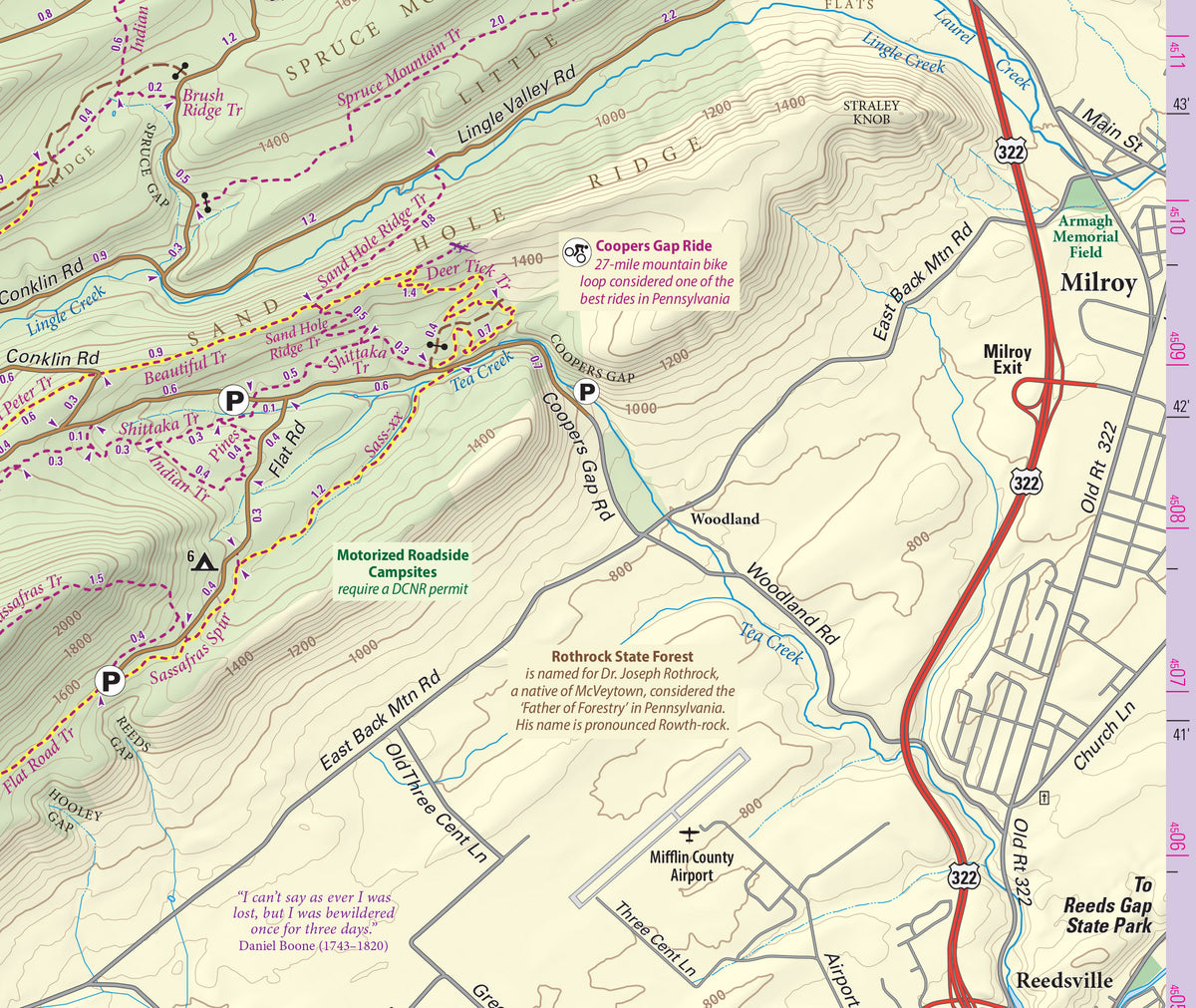 Rothrock Lizard Map, Pennsylvania