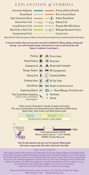Purple Lizard Map Legend Rothrock State Forest Map for Outdoor Recreation Activities
