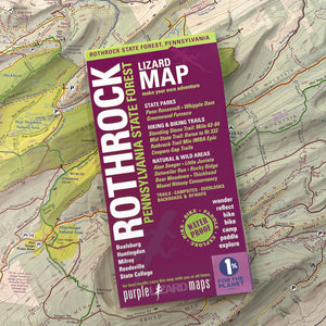 Purple Lizard Map of Rothrock Pennsylvania State Forest on a topographic map background