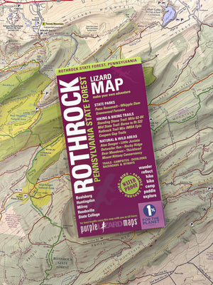 Purple Lizard Map of Rothrock Pennsylvania State Forest on a topographic map background
