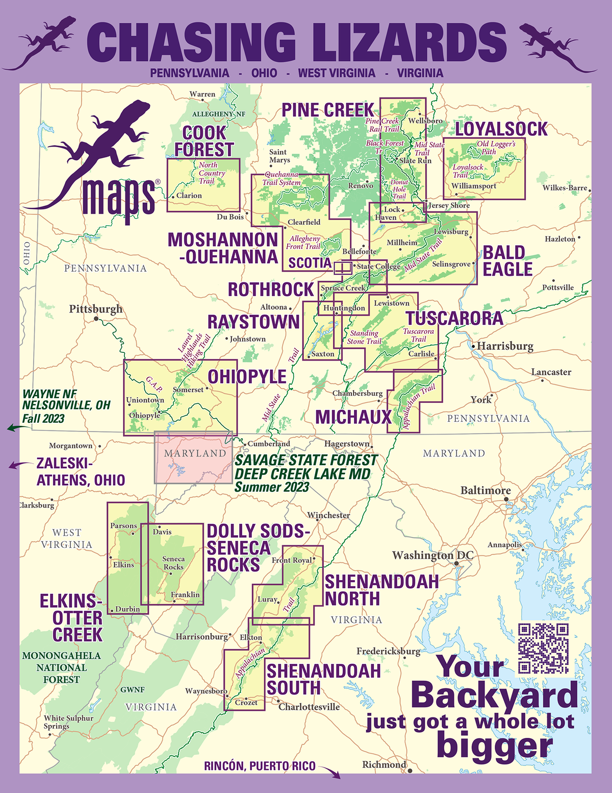 Pine Creek Lizard Map - Grand Canyon of Pennsylvania