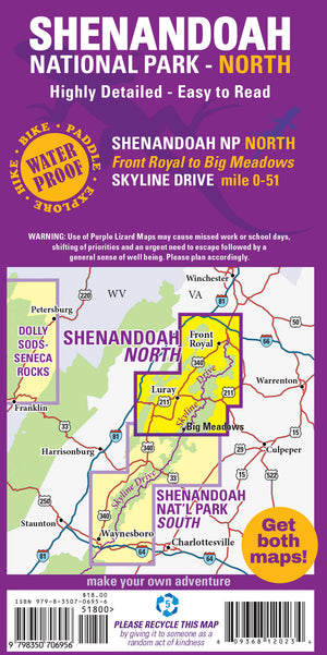 Back Cover, Shenandoah National Park Purple Lizard Map