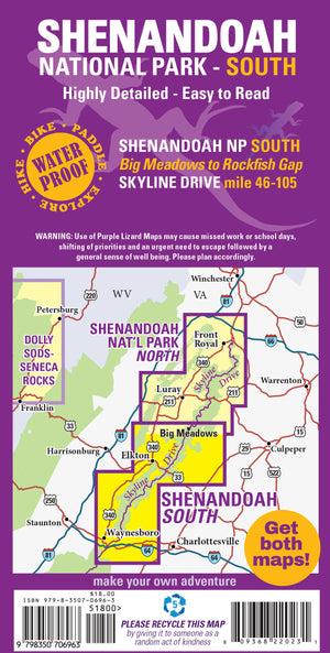 Shenandoah National Park Purple Lizard Map Back Cover