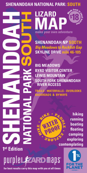 Shenandoah National Park Purple Lizard Map South - Cover