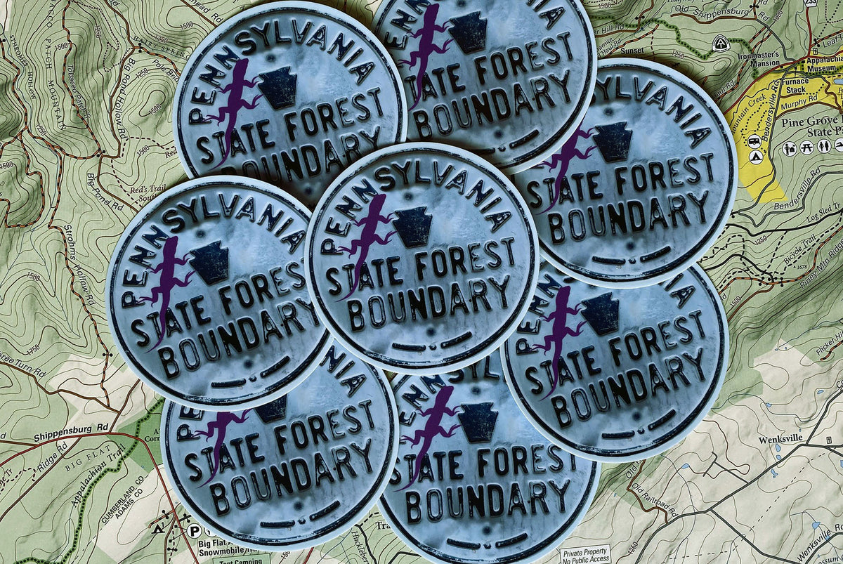 Pennsylvania State Forest Boundary Lizard Sticker 6-pack