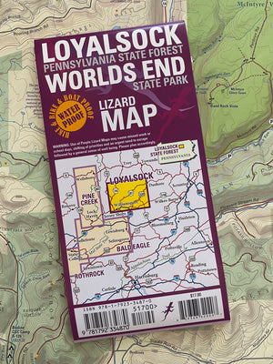 Loyalsock-Worlds End Lizard Map, Pennsylvania