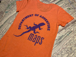 Department of Adventure Purple Lizard Maps T-Shirt