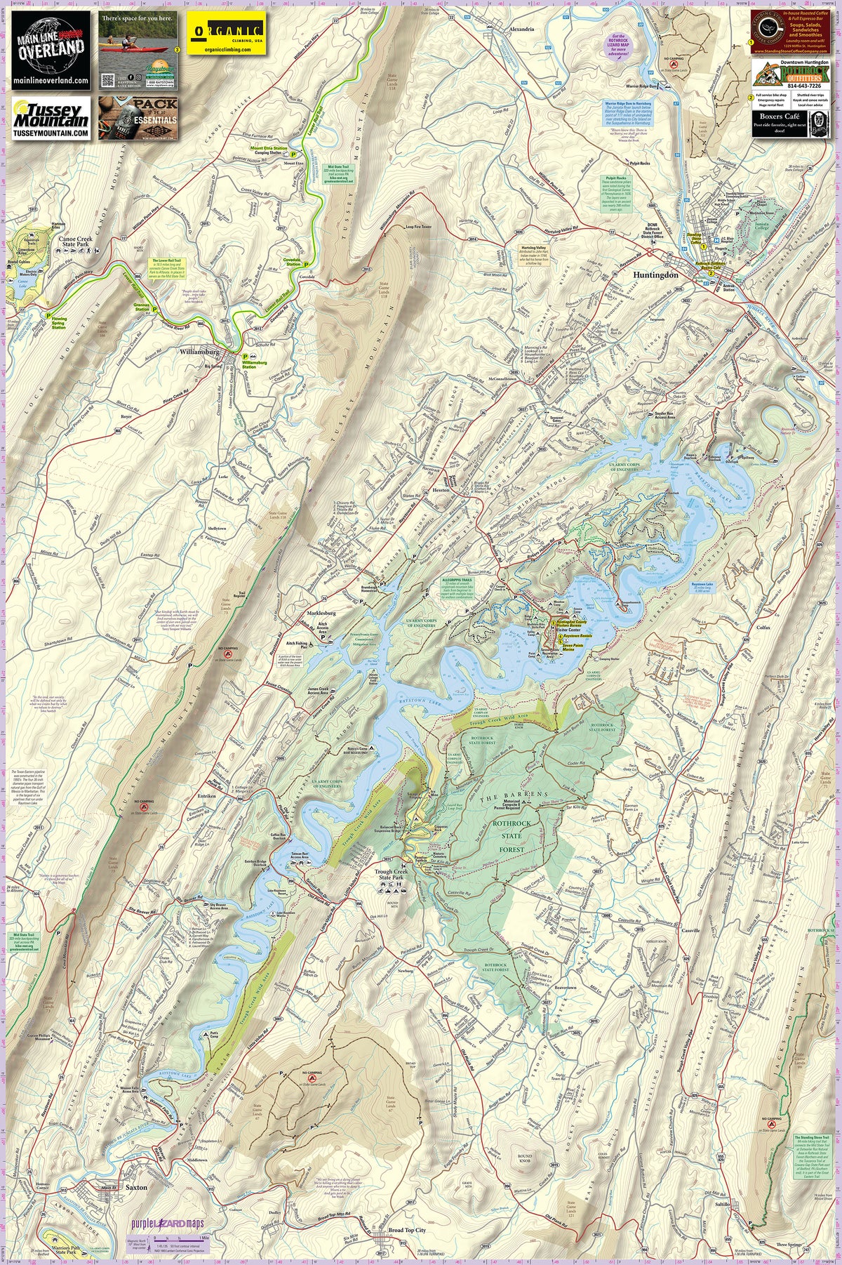 Raystown Lizard Map, Pennsylvania - Purple Lizard Maps